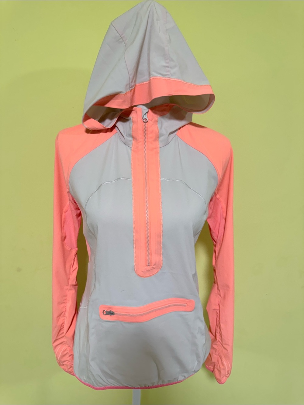 lululemon athletica Light Gray and Coral Hooded Pullover Jacket